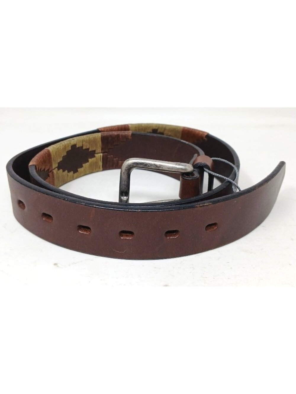 Gaucho Brown Leather Belt 80 cm Embroidered Western Tribal w/Buckle #M16-A
